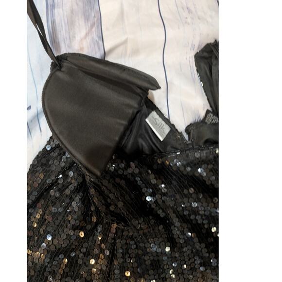 80's Vintage The Silk Collection Black Silk Beaded /Sequin Cocktail Dress Size S - Picture 6 of 10
